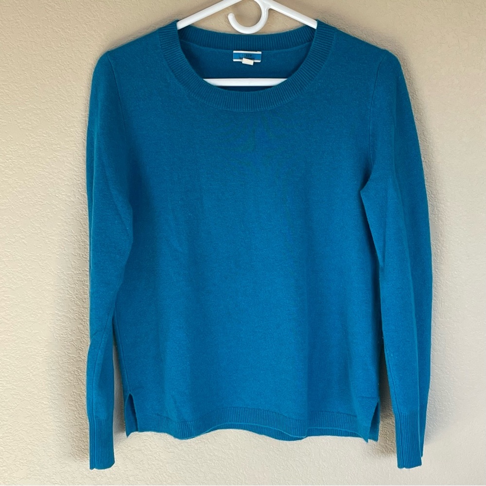 J. Crew everyday 100% cashmere sweater, bright cerulean blue, size M